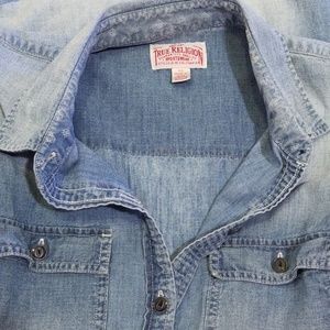 True Religion distressed denim shirt Small